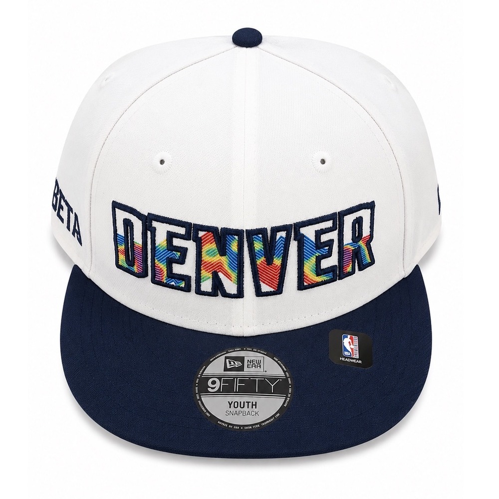 New Era Denver Nuggets 9FIFTY Youth Snapback Hat White Navy City Edition cap NEW